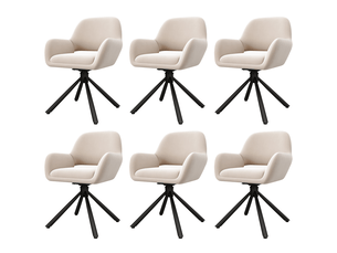 Lot de 6 chaises de salle à manger pivotantes en velours beige avec accoudoirs