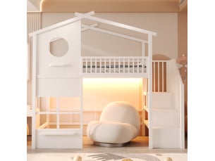 Lit mezzanine 90x200 cm WISHDOR   coloris blanc