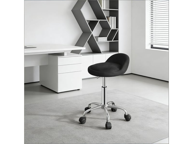 Chaise de bureau pivotante réglable en hauteur avec roulettes - lpospi - dossier bas ergonomique, velours noir  - Conforama C