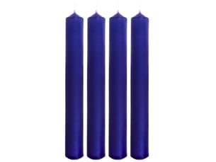 Lot de 4 bougies de table, bleues, dimensions : h x ø env. 17 x 2 cm