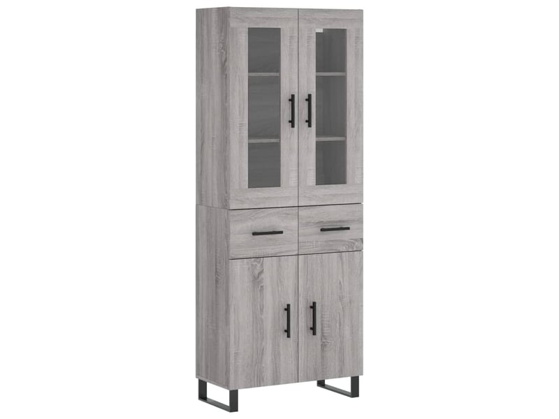  Buffet haut - bahut - meuble de rangement sonoma gris 69,5x34x180 cm bois d'ingénierie  - Conforama A