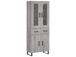 Buffet haut - bahut - meuble de rangement sonoma gris 69,5x34x180 cm bois d'ingénierie