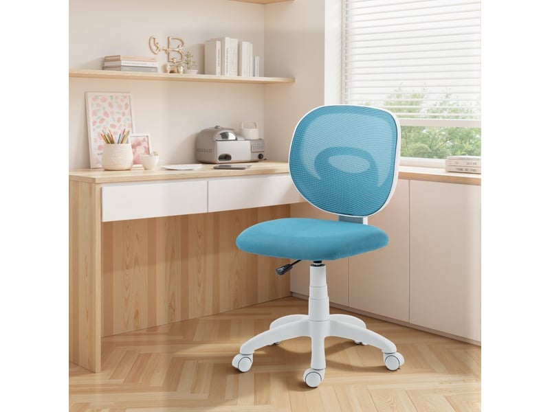  Chaise de bureau ergonomique pivotante 360° à hauteur réglable - lpospi - dossier en c respirant, plastique - bleu  - Conforama C