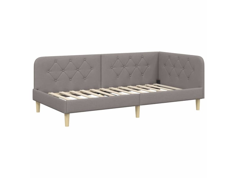 Lit simple- lit adulte - cadre de lit d'angle taupe 100 x 200 cm tissu - Conforama A