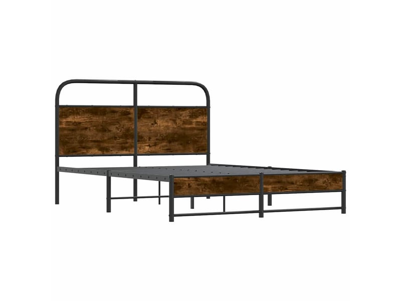  Lit double- lit adulte -  cadre de lit sans matelas 140x190 cm chêne fumé bois ingénierie  - Conforama C