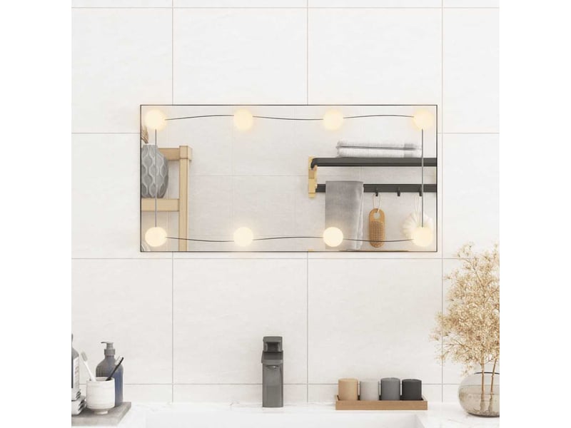  Miroir mural avec lumières led 30x60 cm verre rectangulaire cf62816  - Conforama C