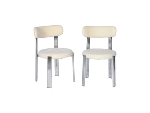 Lot de 2 chaises vintage acier chromé et tissu texturé crème - gloria