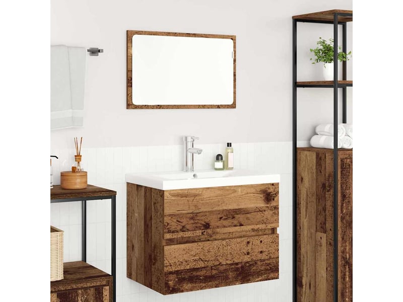  Ensemble de mobilier de salle de bain 3 pc bois ancien cf64260  - Conforama D