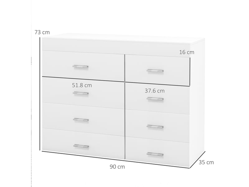  Commode en bois pour chambre, cuisine, salle de bain 90×35×73cm blanc  - Conforama E
