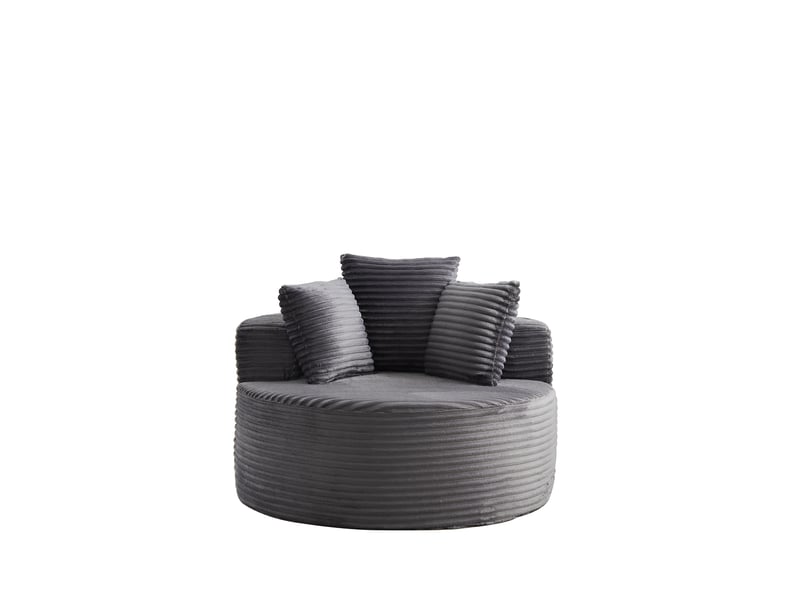  Fauteuil simple - 110x110x82cm - fauteuil crapaud pivotantfixe en velours côtelé avec 3 coussins &amp; accoudoirs larges - gris  - Conforama A