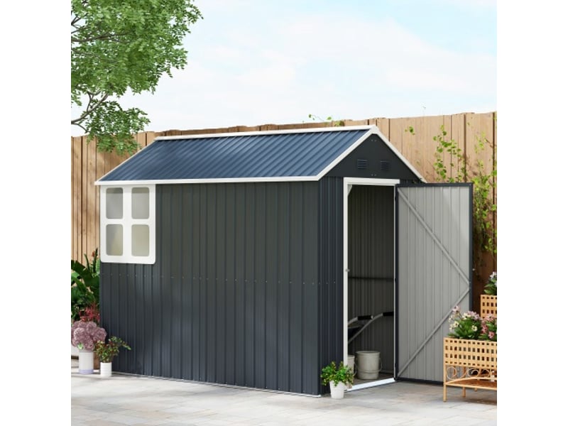  Abri de jardin en acier 4 m², fenêtre, verrouillable, 259x172x222 cm, gris foncé  - Conforama B