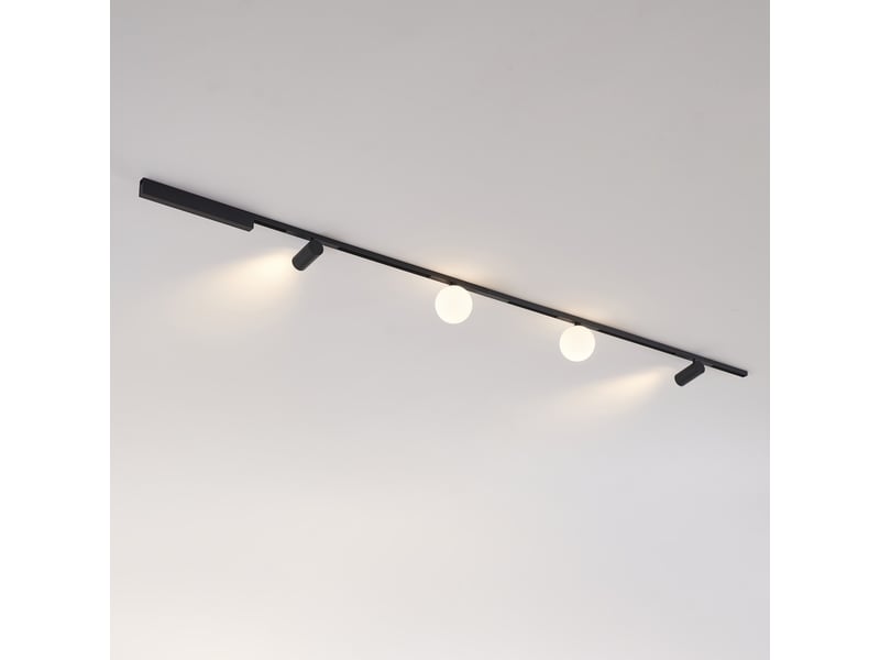 Lampes sur rail magnétique 2 m noir 2 spots et 2 boules 20w led - lyne Lyne - Conforama C