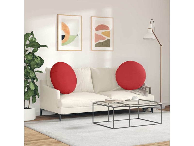 Lot de 2 coussins de siège, coussins décoratifs tissu rouge ø80 x 29 cm cf59862 - Conforama D