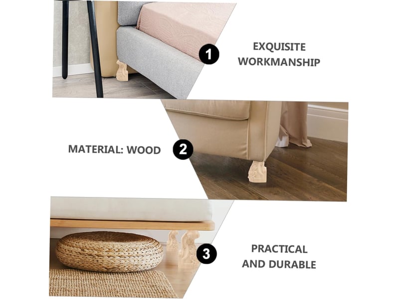 4pièces meuble rétro bois de jambes de table canapé pour élévation et rangement sous mobilier  - Conforama B