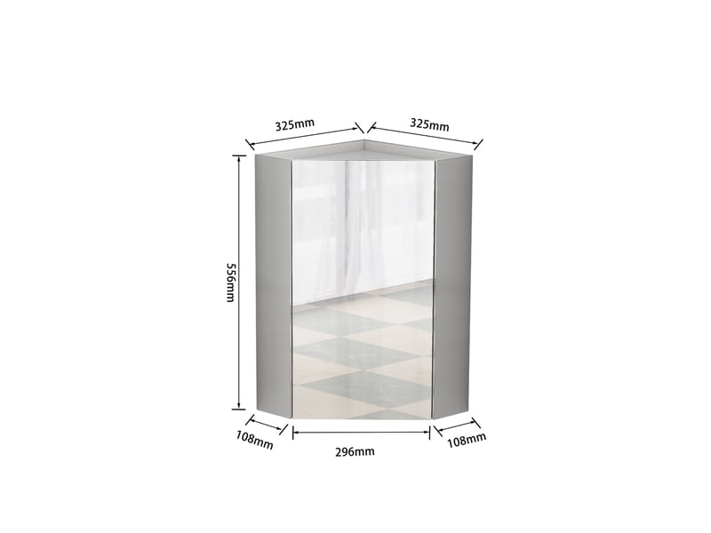 Armoire de toilette d'angle murale blanche à 3 miroirs avec rangements, pour petites salles de bains - Conforama C