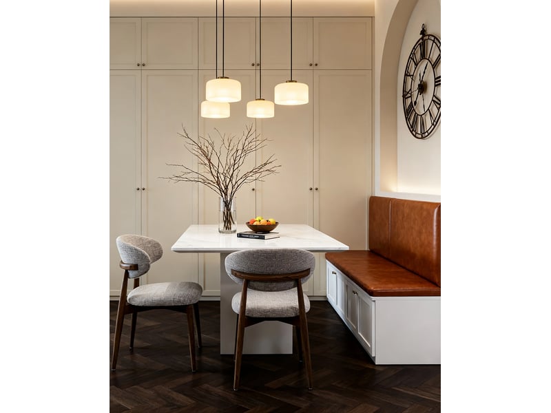 Lot de 2 chaises de salle à manger en tissu argile et bois foncé, confort rembourré pour vos repas conviviaux - Conforama E