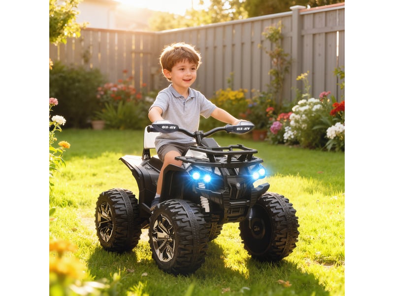  Quad électrique pour enfants, 3-8 kmh, 45 min d'autonomie, phares led, lecteur de musique avec port usb, pour les enfants de 3 à 5 ans  - Conforama C