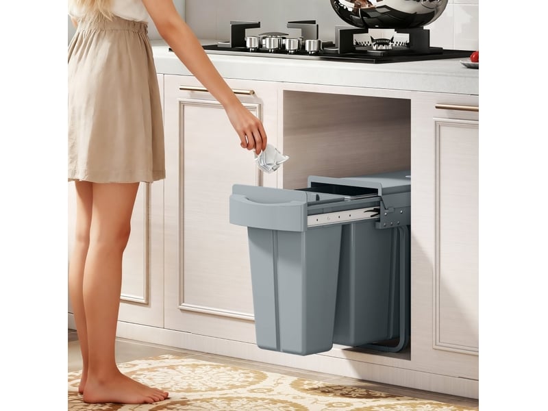 Poubelle coulissante 30 l 52 x 26 x 40,8 cm grise - Conforama B