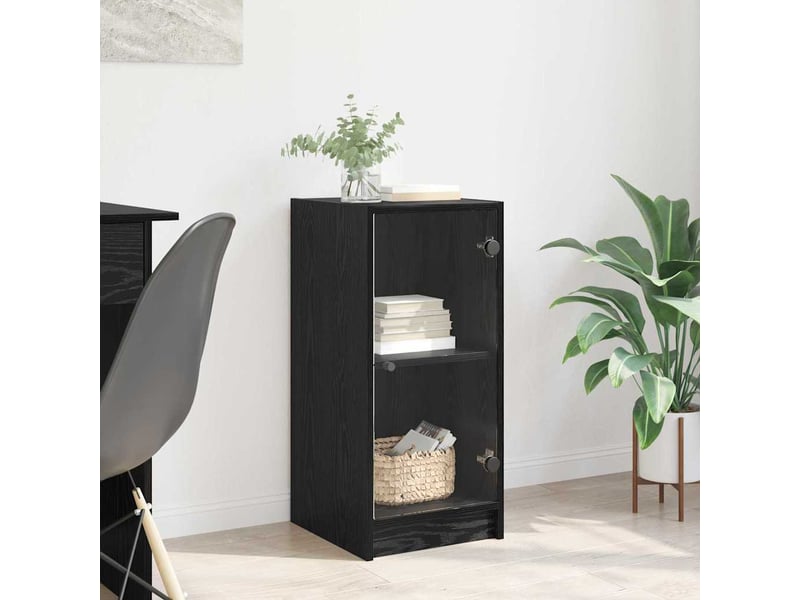 Buffet - bahut - meuble de rangement chêne noir 35 x 37 x 76 cm bois d'ingénierie - Conforama B