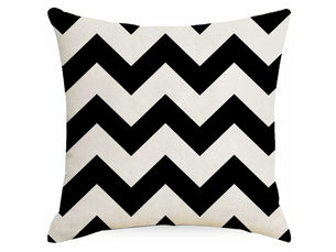 Lot de 4 taie d'oreiller 45 x 45 cm, housse de coussin avec zippée pour maison chaise de salon motifs géométriques, blanc