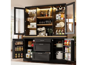 Buffet 4 porte(s) 3 tiroir(s) <strong></strong> <strong>Qualité haut de gamme</strong> - 140 cm coloris noir