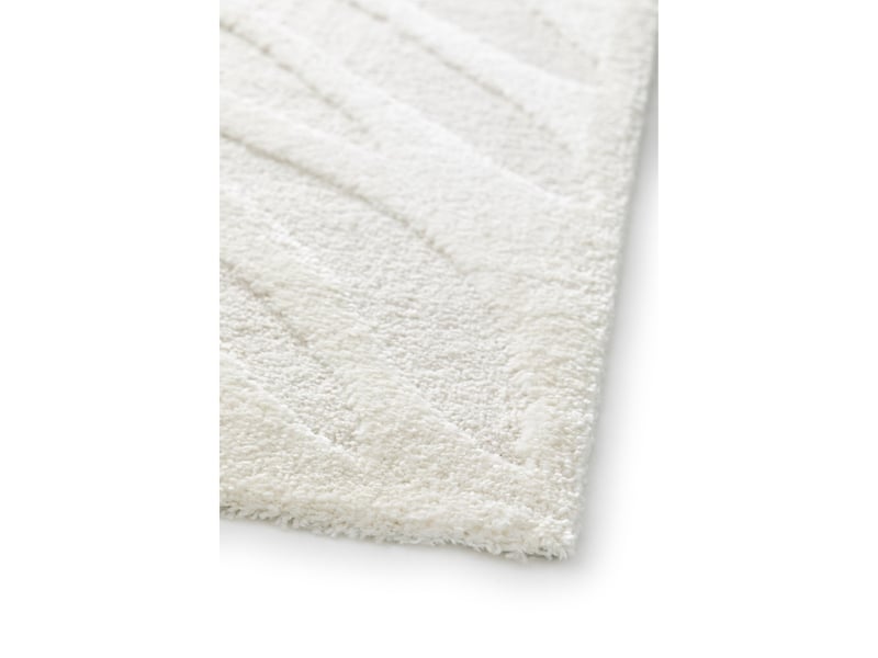  Tapis doux moderne motif feuilles en relief blanc 160x230  - Conforama C