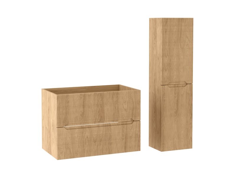 Ensemble meuble sous vasque et colonne novo l.80 cm effet chêne hikora - Conforama A