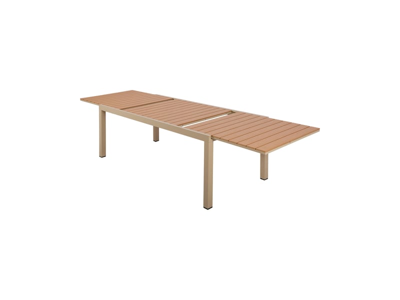  Table en aluminium extensible 200-300 cm plateau bois creme  - Conforama E