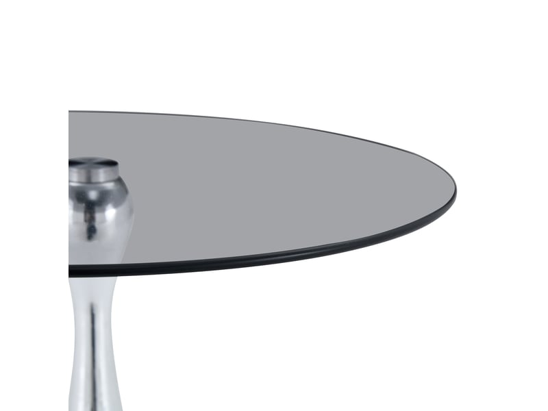  Table basse fixe ronde avec pied stable pour salon en verre trempé et métal diamètre 50 cm argentée  - Conforama D