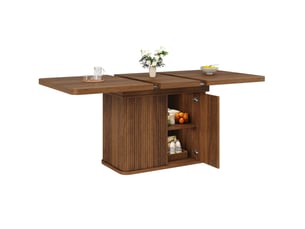 Table de salle à manger extensible avec rangement caché et 2 portes, mdf marron foncé, 140 × 80 × 76,5 cm