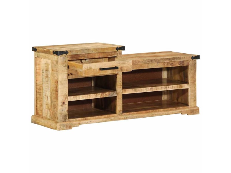  Banc d'entrée, banc d'intérieur marron 110x35x50 cm manguier brut  - Conforama C