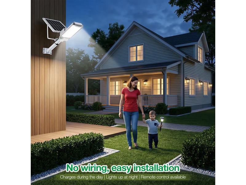  Lampadaire solaire extérieur ip65, 2 pièce – led avec télécommande, pour jardin, cour et allée  - Conforama E