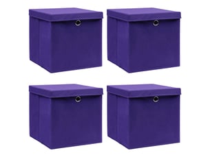 Boîtes de rangement et couvercles 4 pcs violet 32x32x32cm tissu