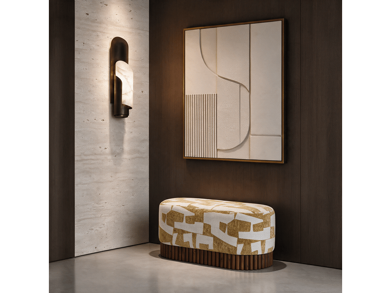  Banc en tissu texturé à motifs moutarde ash CPF3TTMMT - Conforama B