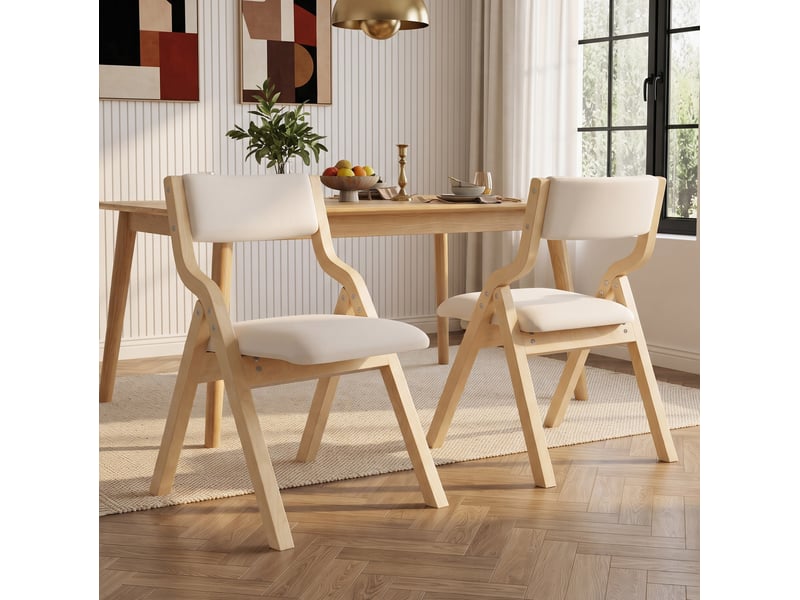  4 chaises pliantes pour salle à manger en bois beige, confortables et respirantes, pliables et empilables, idéales pour la salle à manger, le salon, le café, style moderne  - Conforama D