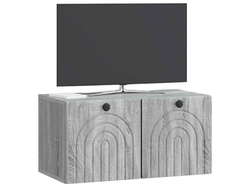  Meuble tv - banc tv - meuble de rangement mural sonoma gris 59,5 x 31 x 30 cm bois d'ingénierie  - Conforama C