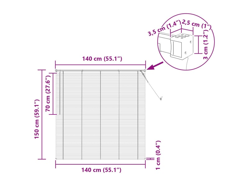  Store vénitien, store de fenêtre marron clair avec motif 150 x 140 cm 25 mm pvc cf47932  - Conforama E