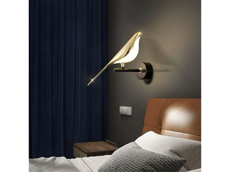  Applique murale led oiseau moderne, finition dorée, acrylique, lumière blanc chaud  - Conforama B