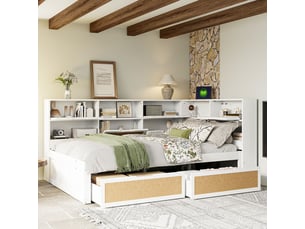 Lit avec rangement 140x200 cm SOGEU   coloris blanc