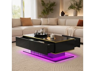 Table basse rectangulaire coloris noir LPOSPI - 50 cmx100 cm
