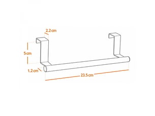 Porte serviette, torchon, crochet à suspendre cuisine ou salle de bain - acier inoxydable - 23.5 cm - noir