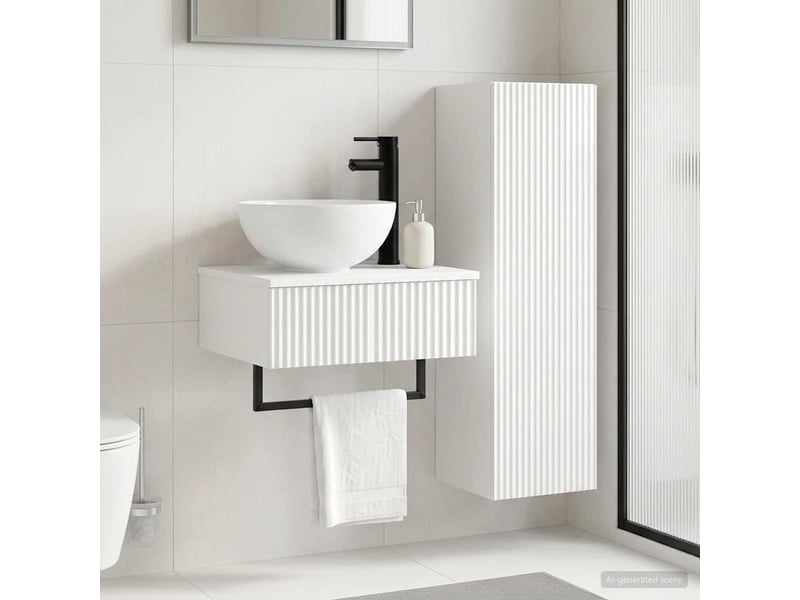  Ensemble de mobilier de salle de bain 2 pcs blanc brillant shl6854  - Conforama B