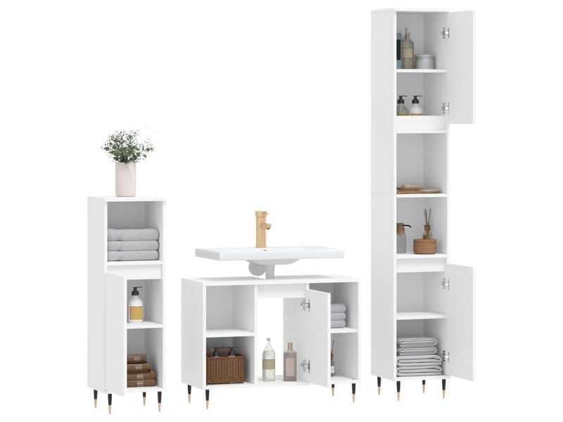  Ensemble de meubles salle de bain 3 pcs blanc bois d'ingénierie cf63941  - Conforama E