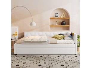 Lit gigogne 90x200 cm <strong>ZOVIRA</strong> <strong></strong> coloris blanc