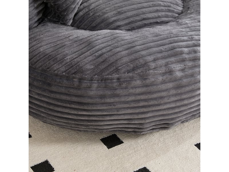 Canapé cordon gris foncé 108x108x52 cm avec haut dossier, trois coussins et accoudoirs galbés - Conforama R