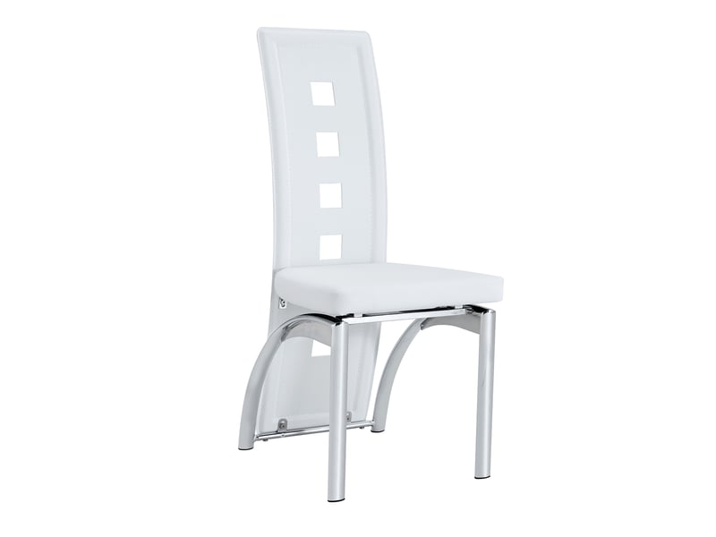  Lot de 2 chaises de salle à manger,43x49x102,5 cm,similicuir et métal,blanc  - Conforama D