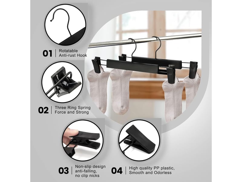  Lot de 10 cintres premium avec clips réglables – antidérapants, chrome  - Conforama C