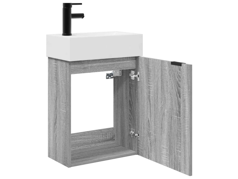  Meuble de rangement salle de bain avec robinet sonoma gris shl1328  - Conforama D