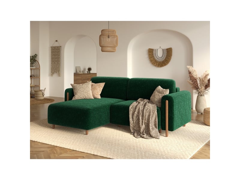 Canapé d'angle convertible arvessa vert émeraude chenille – angle gauche - Conforama B