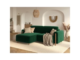 Canapé d'angle convertible arvessa vert émeraude chenille – angle gauche